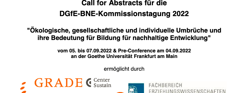 Call for Abstracts für die DGfE-BNE-Kommissionstagung 2022