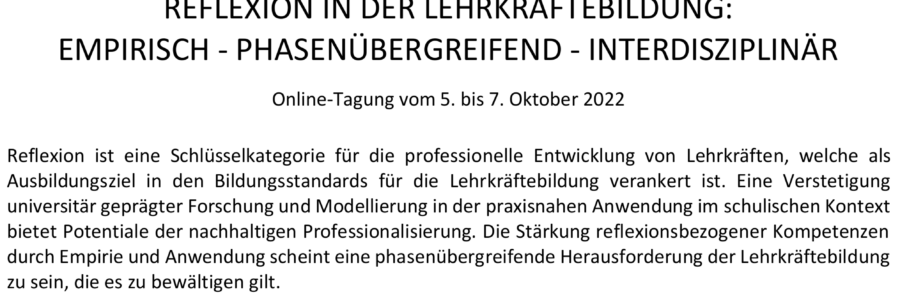 REFLEXION IN DER LEHRKRÄFTEBILDUNG: