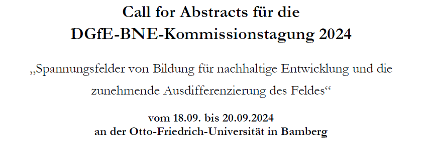 Call for Abstracts DGfE-BNE-Kommissionstagung 2025 in Bamberg