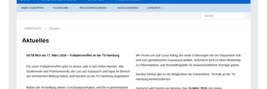 DGTB NEO am 17. März 2026 – Frühjahrstreffen an der TU Hamburg