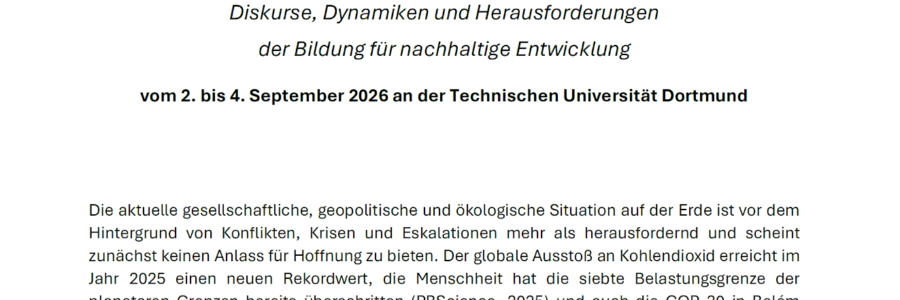 Call for Abstracts für die DGfE-BNE-Kommissionstagung 2026